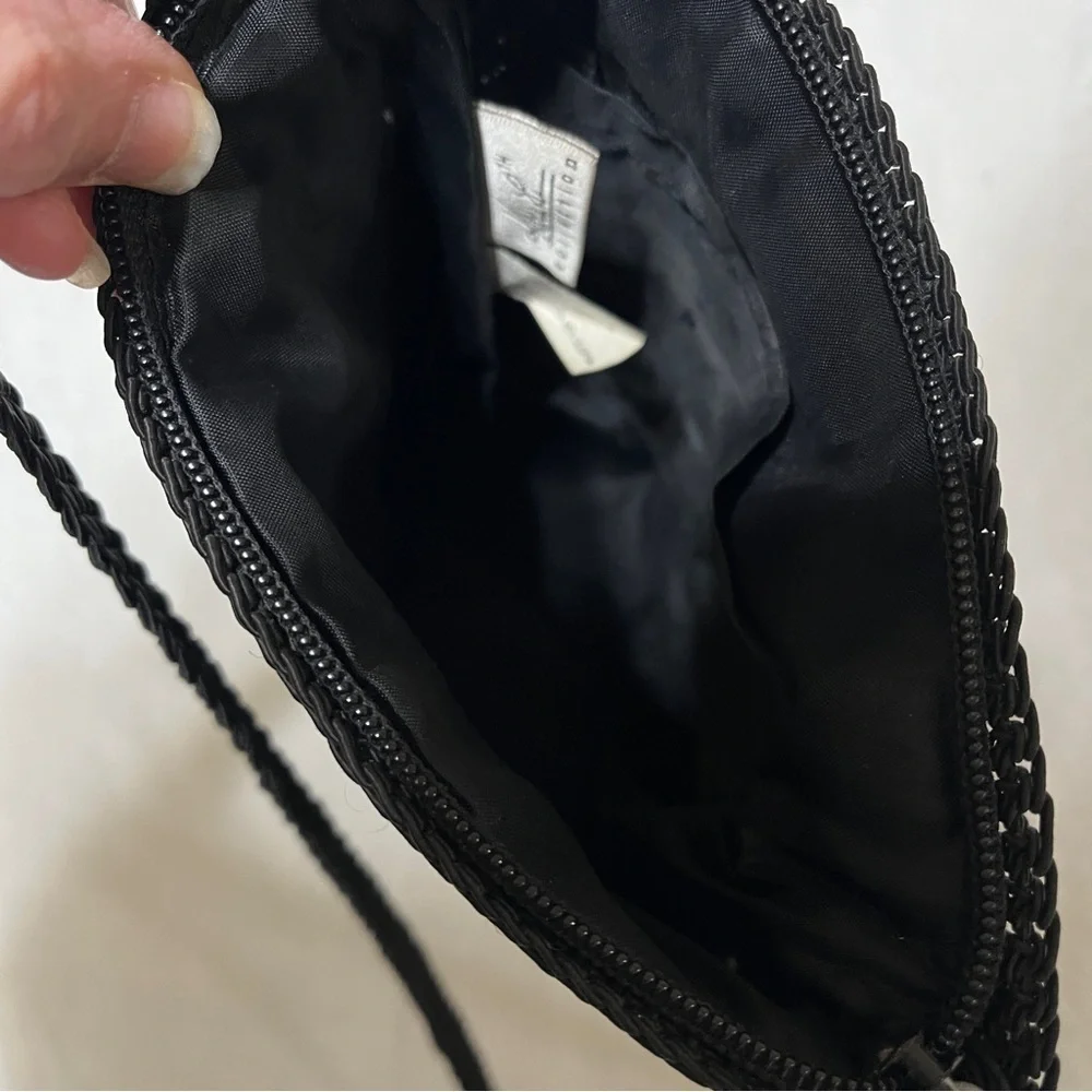 Kathie Lee Collection Black Macrame Crossbody Purse Zipper Closure Boho